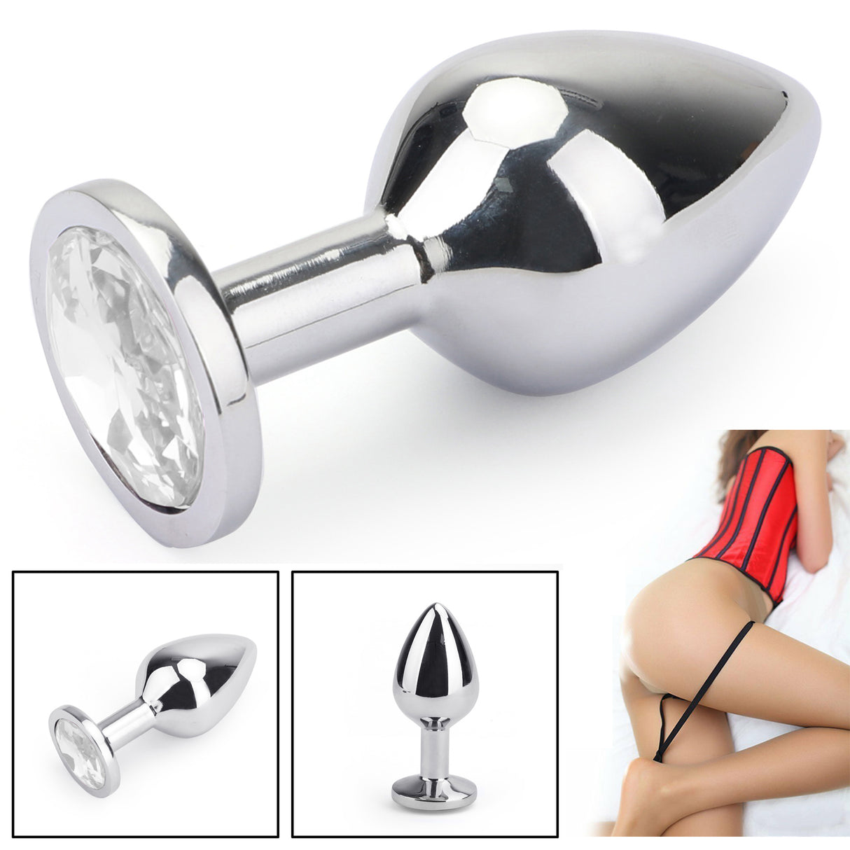 New Jeweled Sexy Stainless Steel Insert Anal Butt Plug